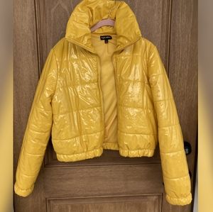 💛Mellow Yellow Vinyl Cropped Puffer💋